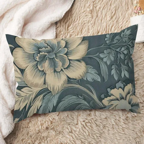 ArogGeld Chinoiserie - Fundas de almohada para jardín, diseño floral, color verde azulado antiguo, peonía azul, peonía, funda de cojín lumbar, de