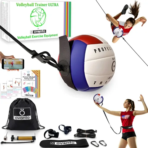 Miniatura 13 de OVANTO Equipo de entrenamiento de voleibol – Equipo de voleibol en solitario en 4 estilos para servir, pinchar, establecer y pasar como un
