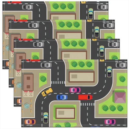 Miniatura 6 de Castle Fairy Juego de 4 manteles individuales de tráfico de carretera, pista de autos de carreras, deportes extremos al aire libre, interiores