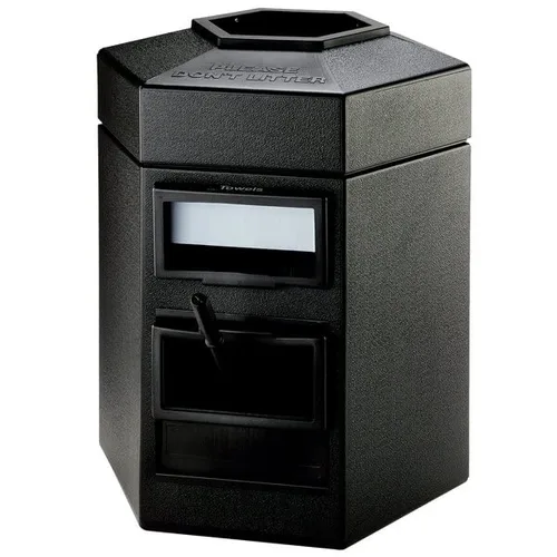 Miniatura 5 de Contenedor de basura negro de 28 galones con dispensador de toallas, escobilla de goma y estación de lavado de parabrisas, cubo de basura, papelera
