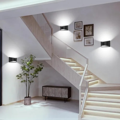 Miniatura 7 de Juego de 2 apliques de pared LED modernos negros con cable para interiores, luces de montaje en pared arriba y abajo, para sala de estar