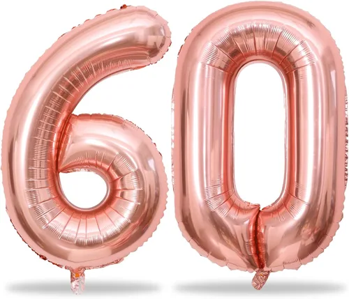 Miniatura 21 de Globos de oro rosa para cumpleaños número 16 para niñas, 40 pulgadas de gran tamaño, globos de lámina de mylar con el número 1 y 6, autoinflables