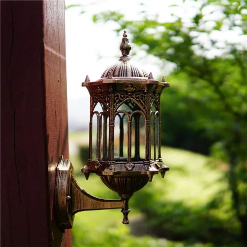 Miniatura 8 de DNYSYSJ Lámpara de pared exterior retro lámpara de jardín al aire libre E27 aluminio vidrio