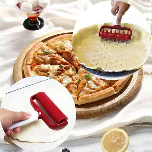 Miniatura 5 de Juego de 5 herramientas para pizza, incluye rodillo de masa y acoplador y alfombrilla de masa de silicona y cortador de masa, cortador de masa que