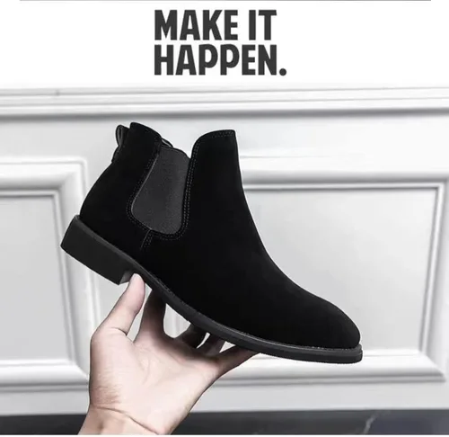 Miniatura 5 de Botas Chelsea de cuero para hombre, acogedoras botas formales de gamuza chukka de estilo formal, cómodas y formales.