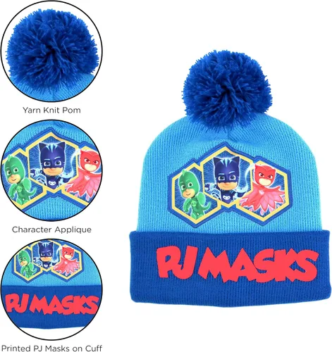 Miniatura 17 de PJ Masks Conjunto de gorro y mitones de invierno para niños, gorro para niños pequeños