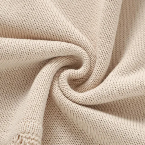 Miniatura 6 de Hadetoto Manta de bebé de 31 x 40 pulgadas, manta de punto de algodón suave para niños recién nacidos, cuna, guardería (beige)