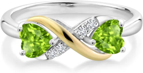 Miniatura 44 de Gemstone Birthstone and Lab Grown Diamond Accents Eternal Love Infinity Ring for Women 925 Silver and 10K Yellow Gold Heart Shape 5MM & Round