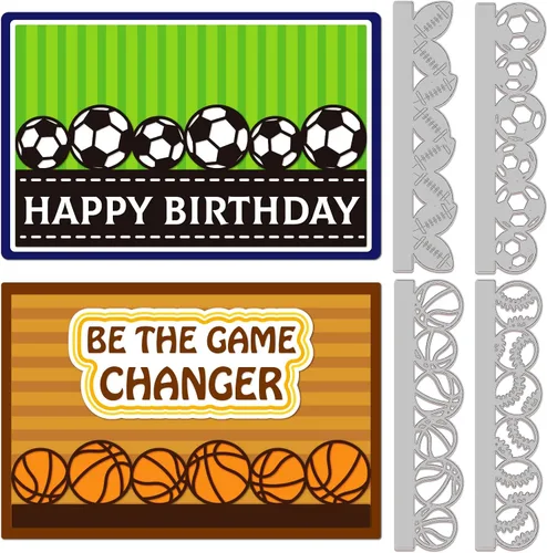 GLOBLELAND Troqueles de corte de borde de bola deportiva para hacer tarjetas, baloncesto, fútbol, troqueles para bricolaje, álbumes de recortes,