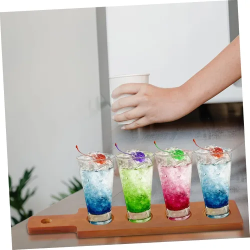 Miniatura 5 de Portavasos de madera de 16.92 x 3.93 x 0.59 pulgadas, bandeja creativa para bebidas para bar, cocina, comedor, servir