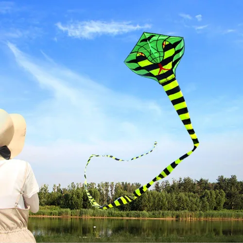 Miniatura 3 de Besra Cometa grande de serpiente cobra de 52 pies, colorida cometa de serpiente de cascabel con colas largas, deportes divertidos al aire libre
