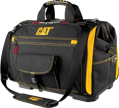 Miniatura 14 de Bolsa para herramientas portátil CAT de 16 pulgadas con boca ancha, 14 bolsillos para almacenamiento y organización de herramientas, poliéster