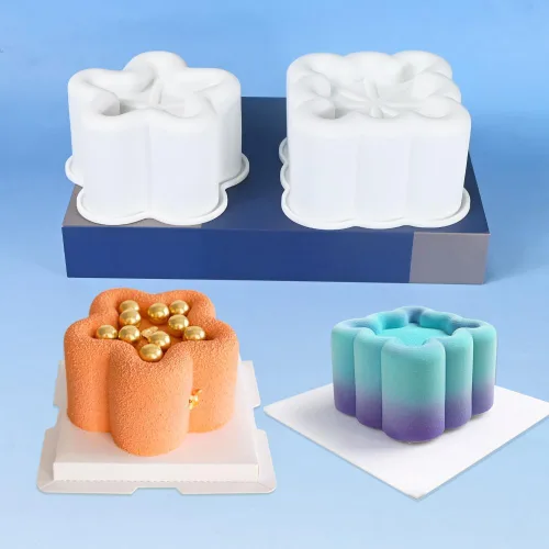 Miniatura 5 de 4 moldes de silicona antiadherentes para suministros de hornear, molde cuadrado de estrella, corazón, flor, pastel, moldes de silicona para pudín