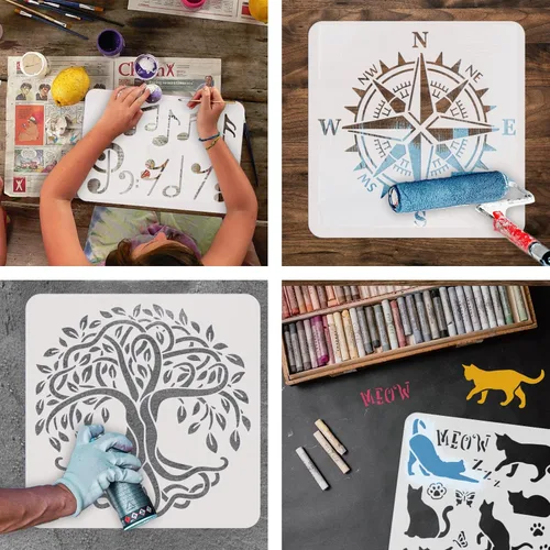Miniatura 4 de FINGERINSPIRE Plantillas de decoración de lobo, plantillas de plástico de 11.7 x 8.3 pulgadas para dibujar con luna y montaña, tamaño A4