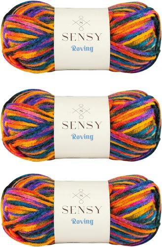 Miniatura 35 de Sensy Roving - Ovillo de lana multicolor, 3.5 onzas, 132 yardas, calibre 5, voluminoso (otoño)