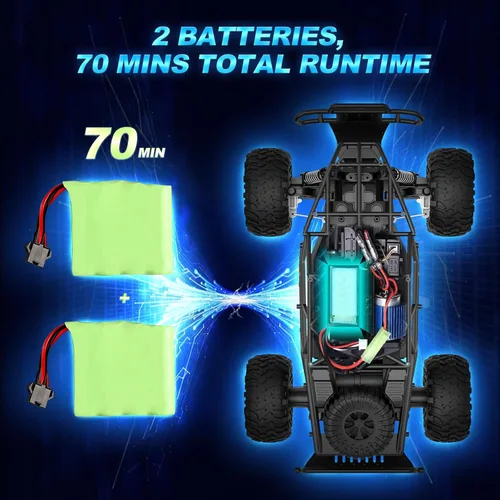 Miniatura 3 de Coche de control remoto de 2.4 GHz de alta velocidad 15.5 mi/h, auto RC todoterreno 1:16, dos baterías recargables y más de 70 minutos de tiempo