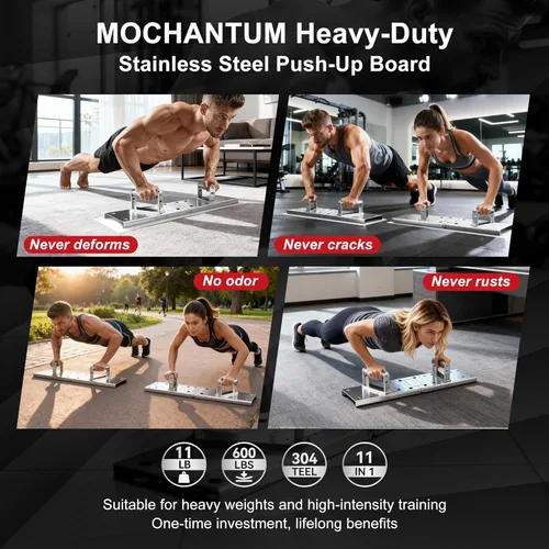 Miniatura 2 de Push Up Bar - Heavy-Duty Stainless Steel Pushup Stands with Non-Slip Base, 660LB Capacity, Portable Home Gym Equipment for Strength Training & Floor