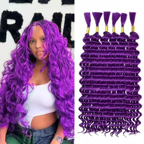 Miniatura 56 de Cabello bohemio para trenzar de 18 pulgadas, 2 paquetes de cabello ondulado profundo a granel para trenzas bohemias, sin trama, extensiones