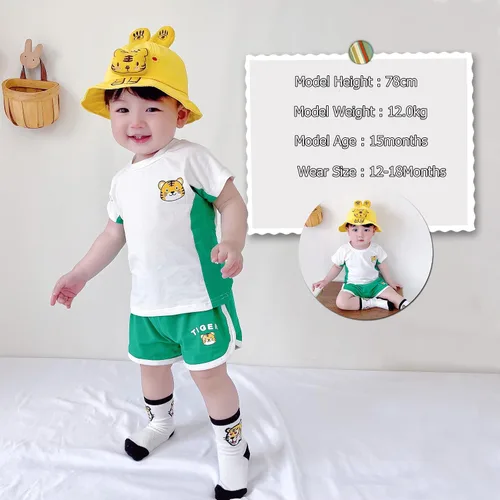 Miniatura 3 de TONWHAR Camiseta unisex con estampado de animales, 2 piezas, de algodón, de manga corta, para el verano