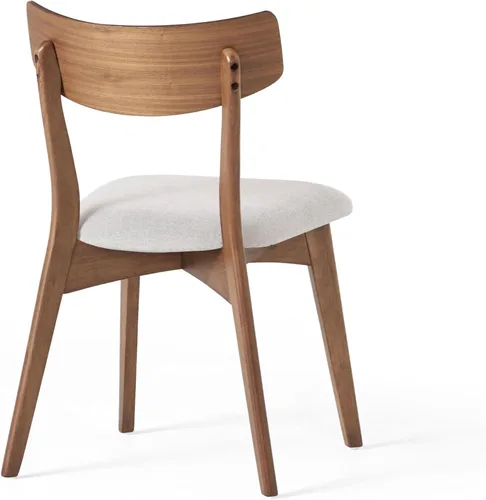 Miniatura 7 de Dining Chairs Set of 2, Mid Century Modern Dining Chairs with Curved Backrest and Wood Legs, Walnut Finished Frame Upholstered Dining Room Chairs