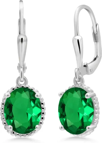 Miniatura 133 de Gem Stone King Aretes colgantes de gota para mujer, plata de ley 925, piedra natal ovalada de 0.354 x 0.276 in, joyería fina, regalos para ella