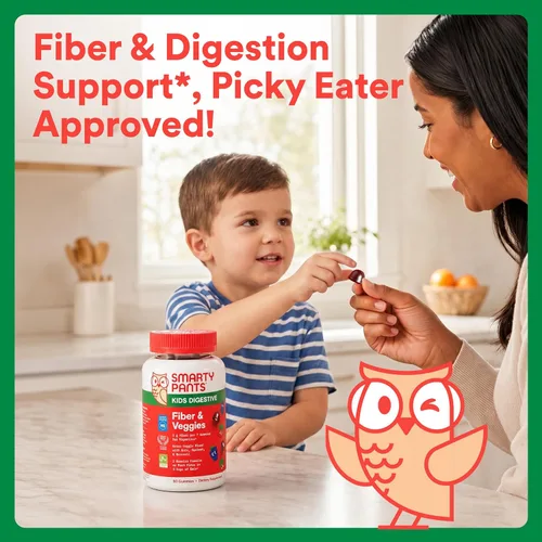 Miniatura 7 de SmartyPants Kids Multivitamin & Fiber Gummies: Prebiotic Fiber to Support Kids Digestion with Vitamin D3, C, Vitamin B12, B6, A, Zinc, Biotin