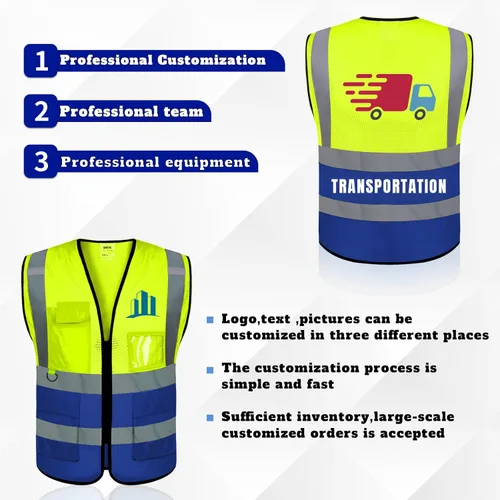 Miniatura 2 de Chaleco de seguridad con logotipo personalizado de alta visibilidad chaleco reflectante Ansi 5 bolsillos clase 2 Hi Vis seguridad construcción ropa