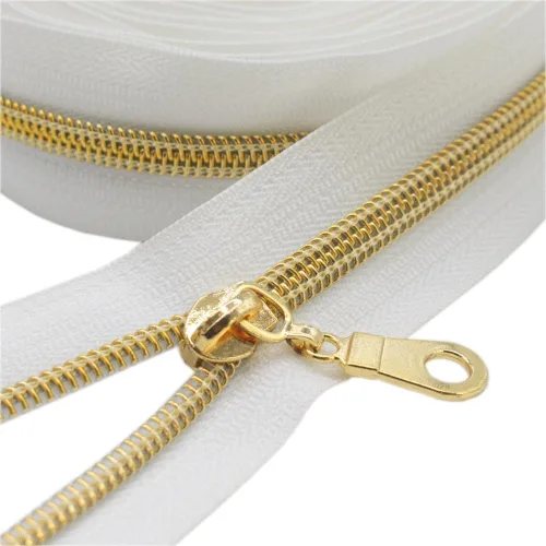 Miniatura 14 de YaHoGa #5 Cremalleras metálicas de nailon color latón antiguo de The Yard Bulk Cinta beige de 10 yardas con 25 unidades de tiradores para costura