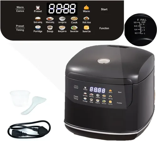 Miniatura 2 de Mini olla arrocera inteligente portátil, 2L, 5 tazas cocidas/3 tazas sin cocinar, arrocera antiadherente de 400 W, temporizador con retraso de 24