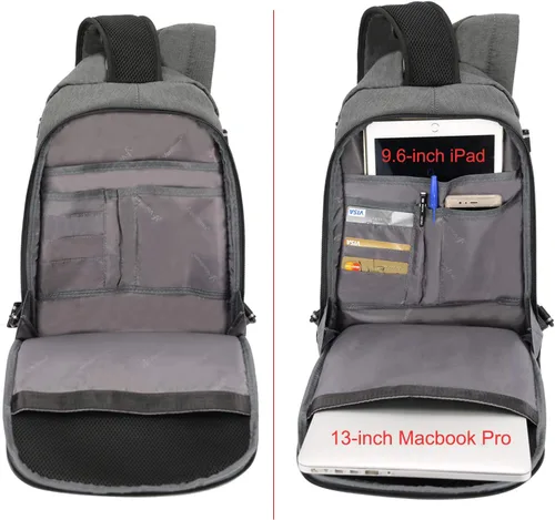 Miniatura 3 de Bolso bandolera grande, mochila para portátil, bolso de mensajero cruzado, mochila de viaje para el hombro, B-gris claro, Grande, Bolso bandolera