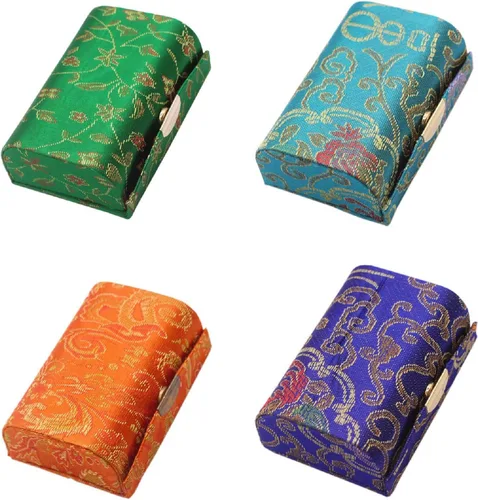 Estuche de lápiz labial con espejo para lápiz labial, caja de almacenamiento mini portátil de doble rama floral joyería cosmética estuche paquete de