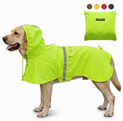 Miniatura 7 de Impermeable para perros grandes, poncho impermeable para perros medianos y grandes, ropa impermeable (4XL, verde)