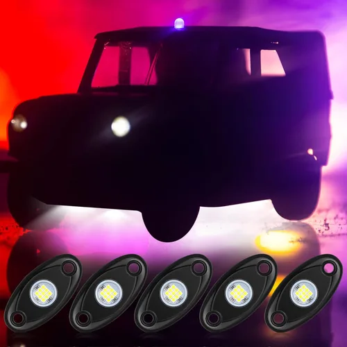 Miniatura 6 de Macarrie 12 Pods Luces LED Rock para Coche SUV Luces Underglow Impermeables Neón Trail Rig Lámpara Iluminación para Camión Motocicleta Barco ATV UTV