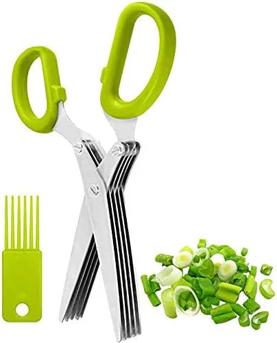 Miniatura 9 de Tijeras de cocina de acero inoxidable de 5 hojas para hierbas, picar hierbas frescas y verduras de hoja verde, utensilios de cocina, cortador