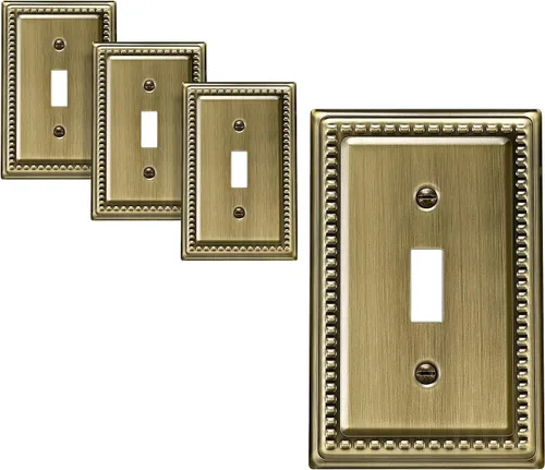 Miniatura 11 de DEWENWILS Paquete de 4 cubiertas de enchufe de metal, placas de pared de enchufe, placas de cubierta de interruptor de luz de latón antiguo, 4.92 x