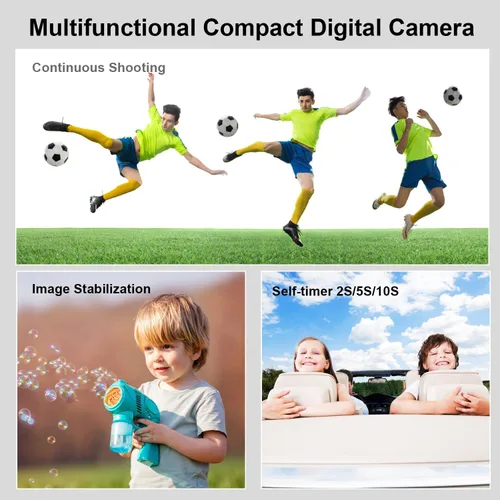 Miniatura 2 de Cámara digital para niños, adolescentes y principiantes - 1080P FHD 48MP, LCD de 2.83 pulgadas, zoom digital 18X y antivibración, tarjeta SD de 32