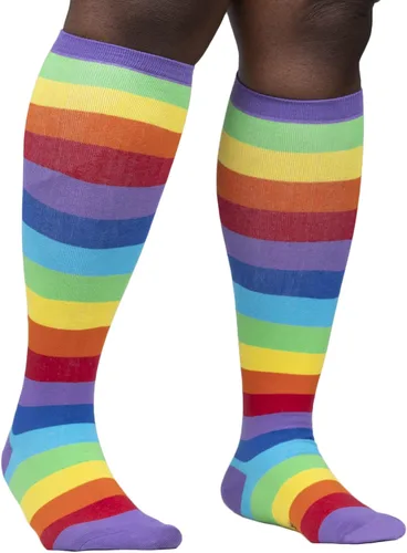 Miniatura 2 de Sock It To Me Calcetines altos elásticos de pantorrilla ancha hasta la rodilla Arcoiris Rainbow talla única