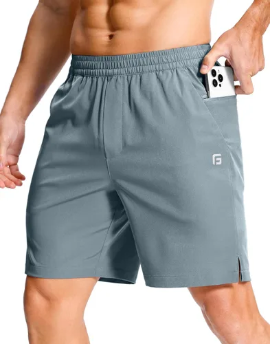 Miniatura 82 de GGJ Pantalones cortos deportivos ligeros para hombre con 2 bolsillos con cremallera de 7/5/9 pulgadas, pantalones cortos de tenis de secado rápido