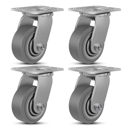 Miniatura 25 de Juego de 4 ruedas giratorias industriales de 5 pulgadas de alta resistencia con capacidad de carga de 3200 libras, ruedas de goma para muebles