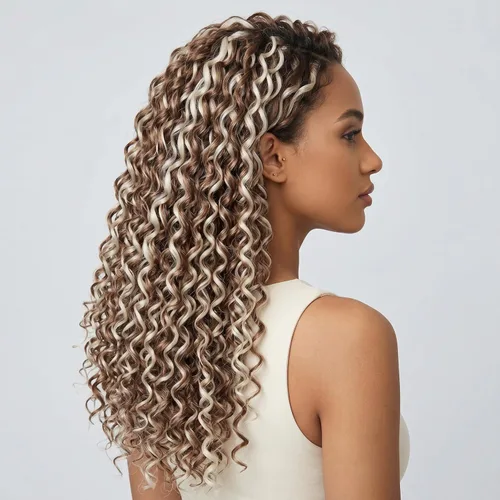 Miniatura 16 de QRHSUKA - Mechones rizados con ganchillo GoGo, cabello ondulado con ganchillo de agua para mujeres, sintético gris, trenzado bohemio, trenza de onda