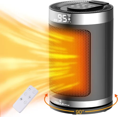 Miniatura 8 de Calentador de espacio, calentadores eléctricos portátiles de 1500 W para uso en interiores con control remoto y termostato, 4 modos, temporizador
