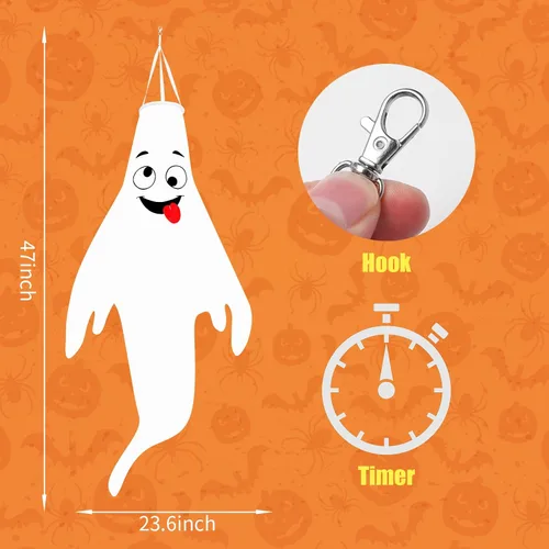 Miniatura 2 de Decoraciones de Halloween, para colgar al aire libre, calcetines de viento fantasma para árboles con temporizador, fantasmas LED para colgar