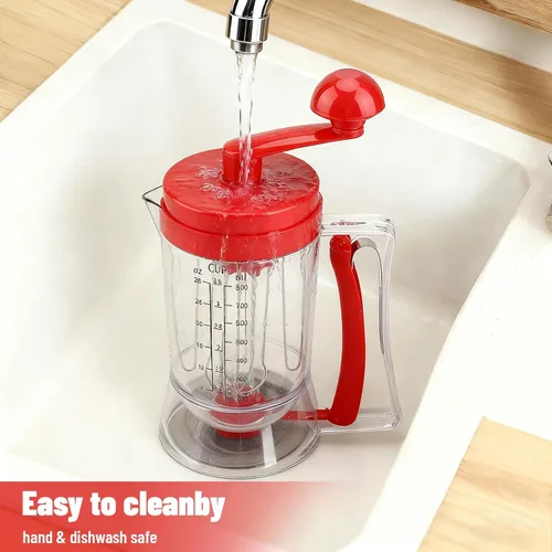 Miniatura 6 de Dispensador de masa para panqueques con mezclador y escala de medición, dispensador de masa de gofres para panqueques, magdalenas, muffins, crepes
