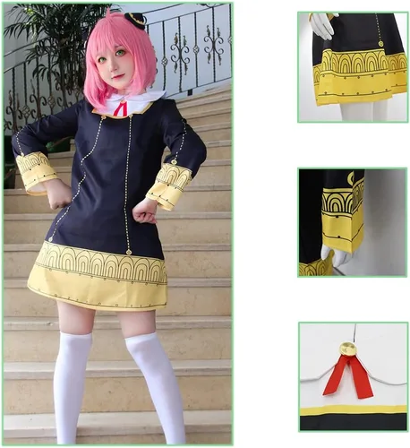 Miniatura 6 de Spy Family Anya Forger - Vestidos de cosplay de anime para mujer, disfraz de uniforme para mujer, conjunto completo