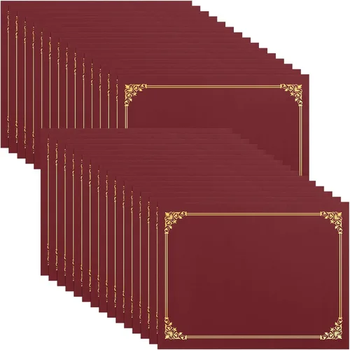 SUNEE Titulares de certificados (borgoña, 30 paquetes), cubre diploma, borde de lámina dorada, para certificados de tamaño carta de 8.5 x 11,