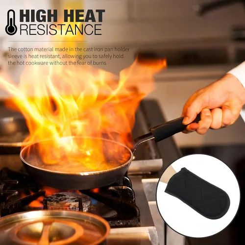 Miniatura 4 de Dandat Juego de 24 fundas de mango caliente para reemplazo diario, fundas de mango de bandeja de regalo, fundas resistentes al calor, funda de Negro