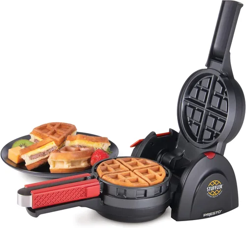 Miniatura 4 de Presto 03512 Stuffler - Máquina de gofres rellenas, belga, grande, negra (Paquete de 2)