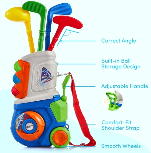 Miniatura 3 de PJG Juego de golf para niños pequeños, palos de golf de plástico para niños de 1, 2, 3, 4, 5 años con 4 palos de golf y 10 pelotas, juguetes de golf