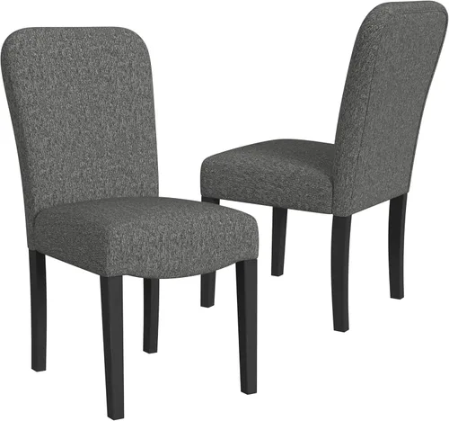Miniatura 12 de Homepop Silla de comedor con detalles festoneados, sillas de comedor Parsons tapizadas, muebles decorativos para el hogar, tejido gris claro