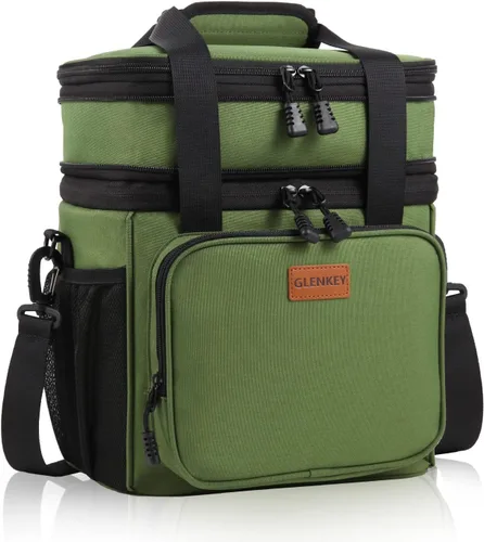Miniatura 11 de GLENKEY - Lonchera aislada expandible, bolsa de almuerzo grande con doble compartimento, ligera, bolsa de mano impermeable, refrigerador